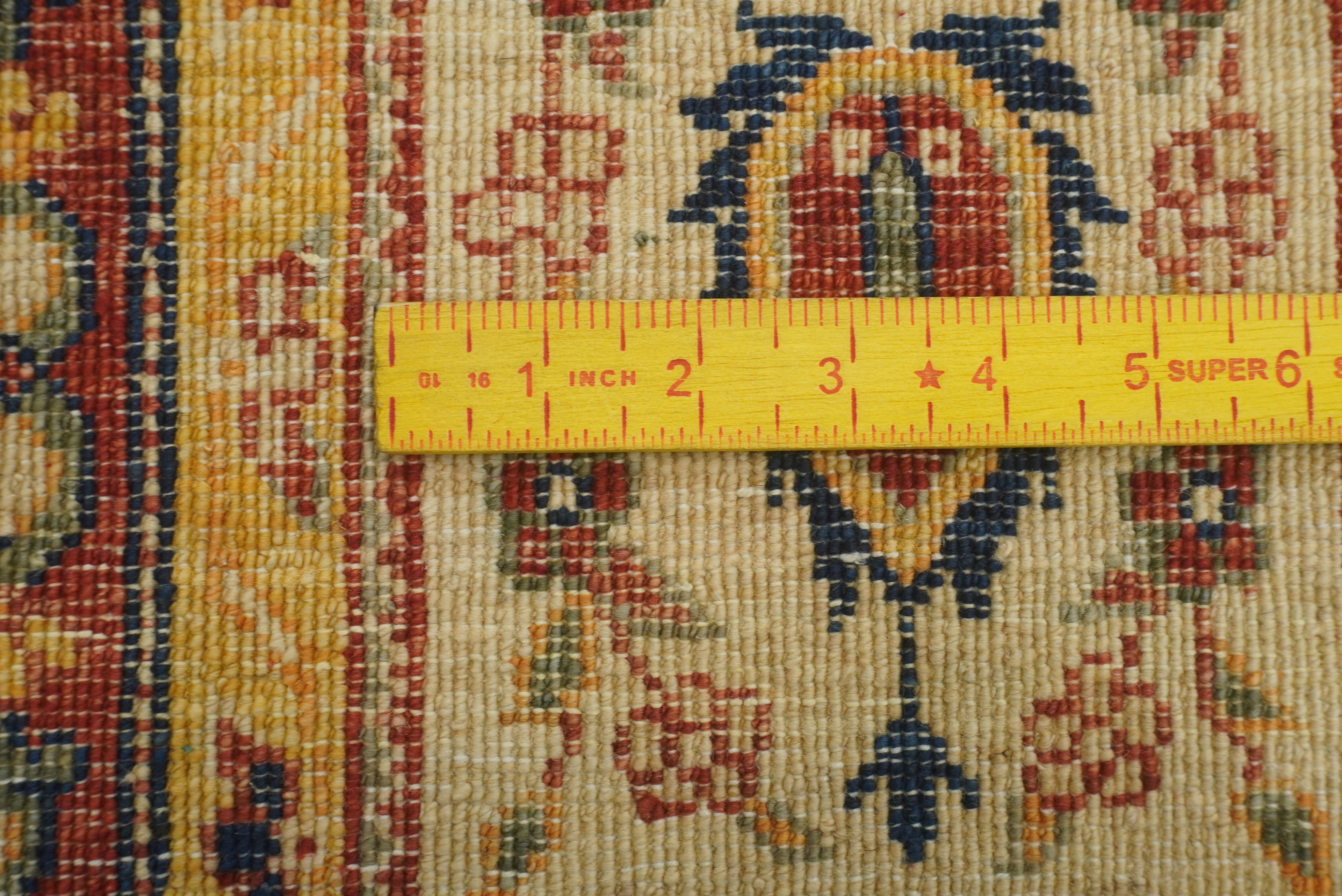 9 ft Beige Hand Knotted Afghan Wool Runner Rug - Yildiz Rugs