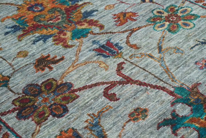 8 ft Waziri Blue Afghan Hand-Knotted Wool Runner Rug - Yildiz Rugs