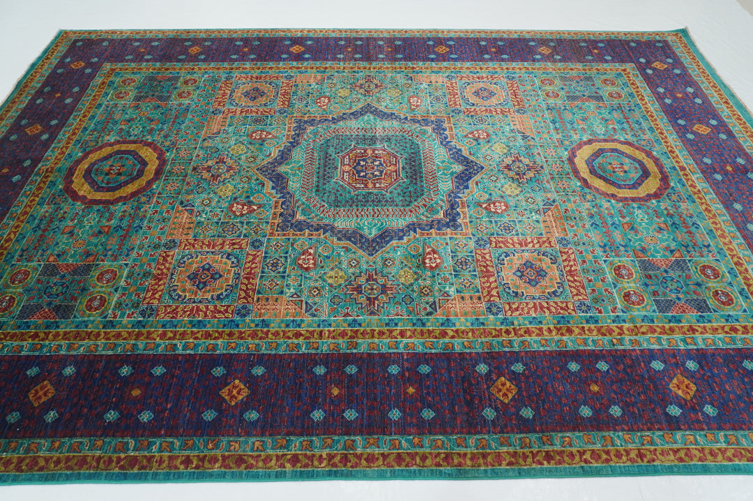 7 x 10 Turquoise Blue Mamluk Fine Hand knotted Turkish Medallion Rug - Yildiz Rugs