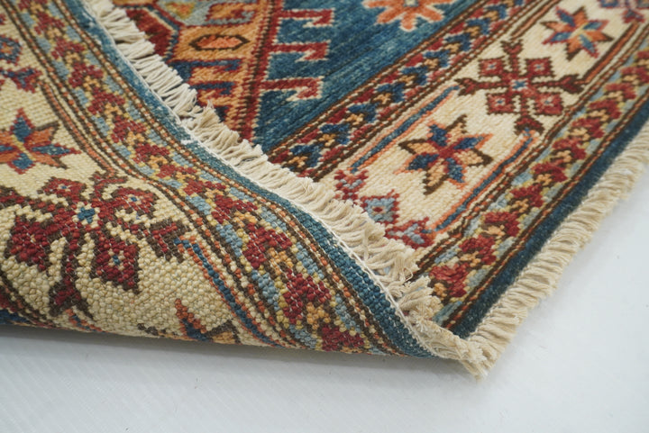 10 ft Kazak Dark Blue Afghan Hand Knotted Runner Rug - Yildiz Rugs