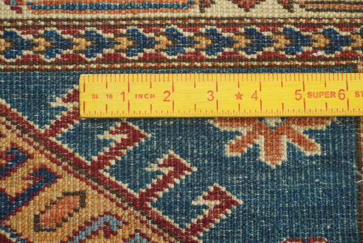 10 ft Kazak Dark Blue Afghan Hand Knotted Runner Rug - Yildiz Rugs
