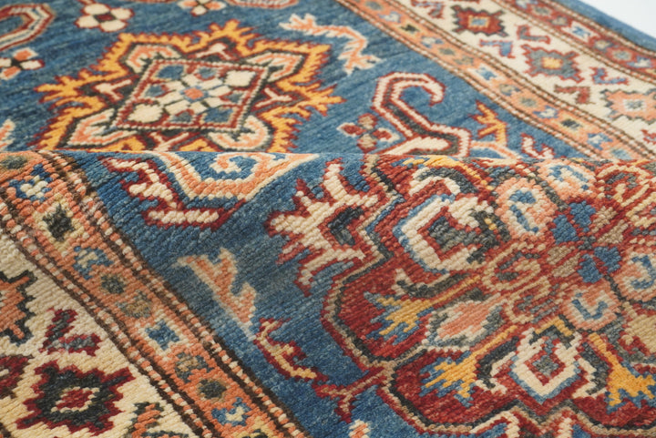 2x6 Blue Kazak Afghan Hand knotted Runner Rug - Yildiz Rugs