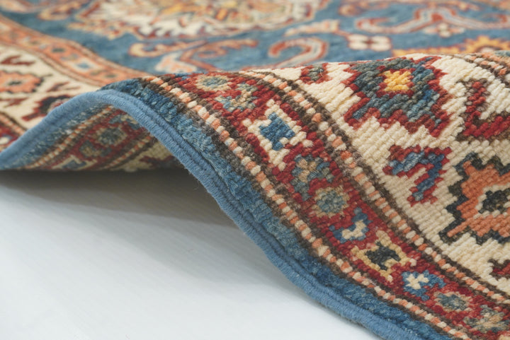 2x6 Blue Kazak Afghan Hand knotted Runner Rug - Yildiz Rugs