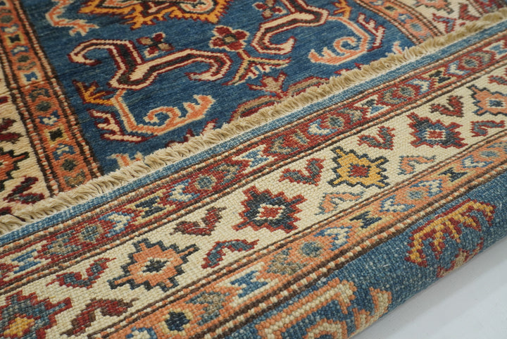 2x6 Blue Kazak Afghan Hand knotted Runner Rug - Yildiz Rugs