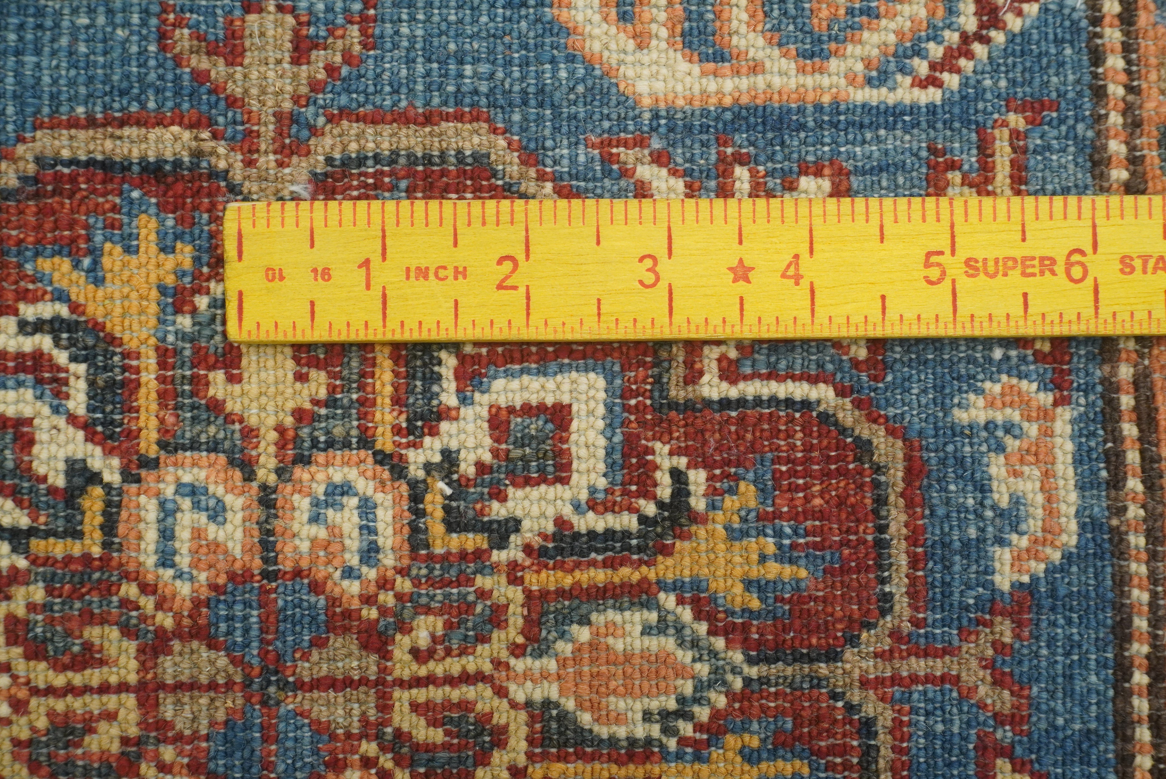 2x6 Blue Kazak Afghan Hand knotted Runner Rug - Yildiz Rugs