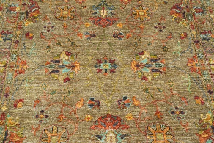 5x7 Waziri Brown Taupe Hand-Knotted Afghan Oriental Rug - Yildiz Rugs