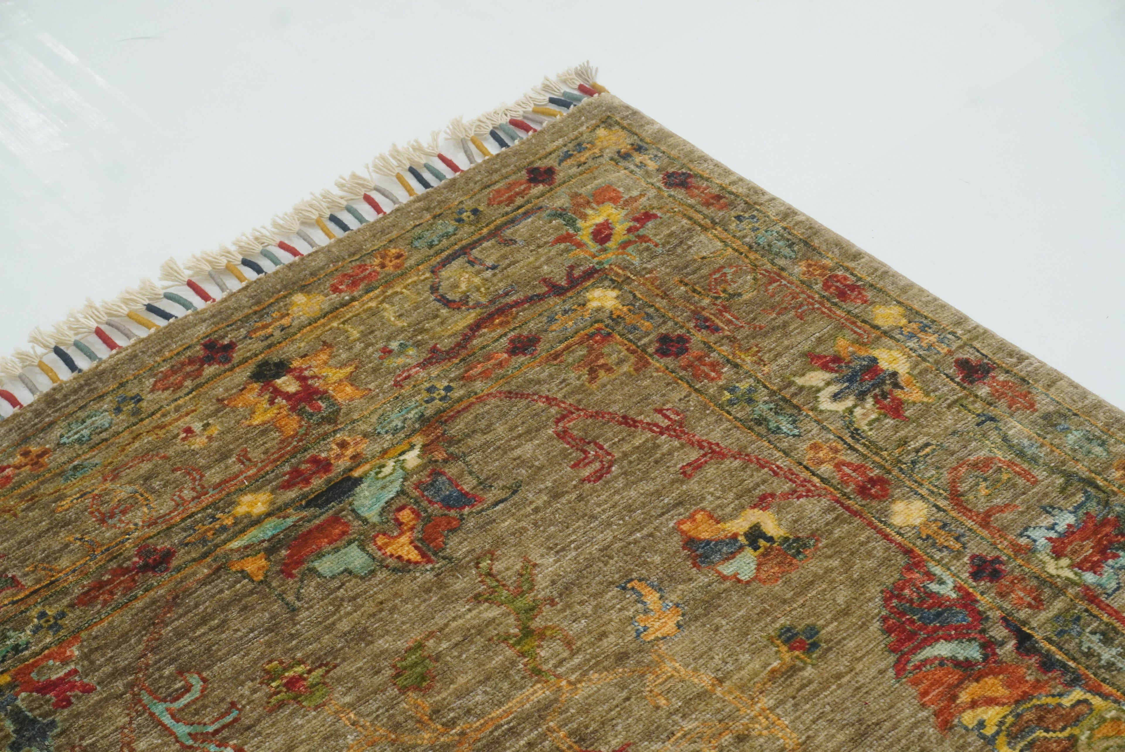 5x7 Waziri Brown Taupe Hand-Knotted Afghan Oriental Rug - Yildiz Rugs