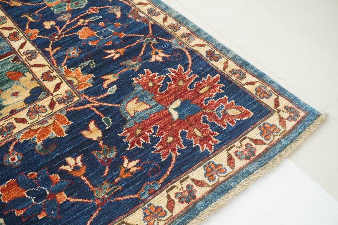 12x15 Blue Sickle Leaf Afghan Hand knotted Oriental Rug - Yildiz Rugs