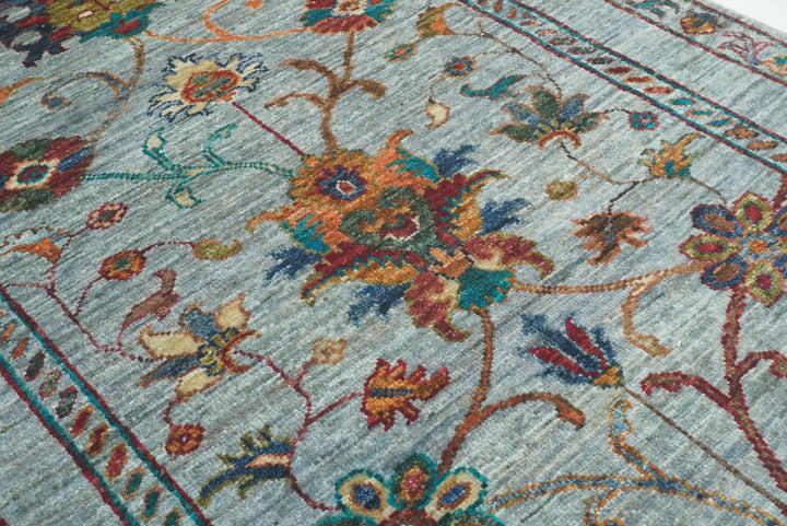 8 ft Waziri Blue Afghan Hand-Knotted Oriental Runner Rug - Yildiz Rugs