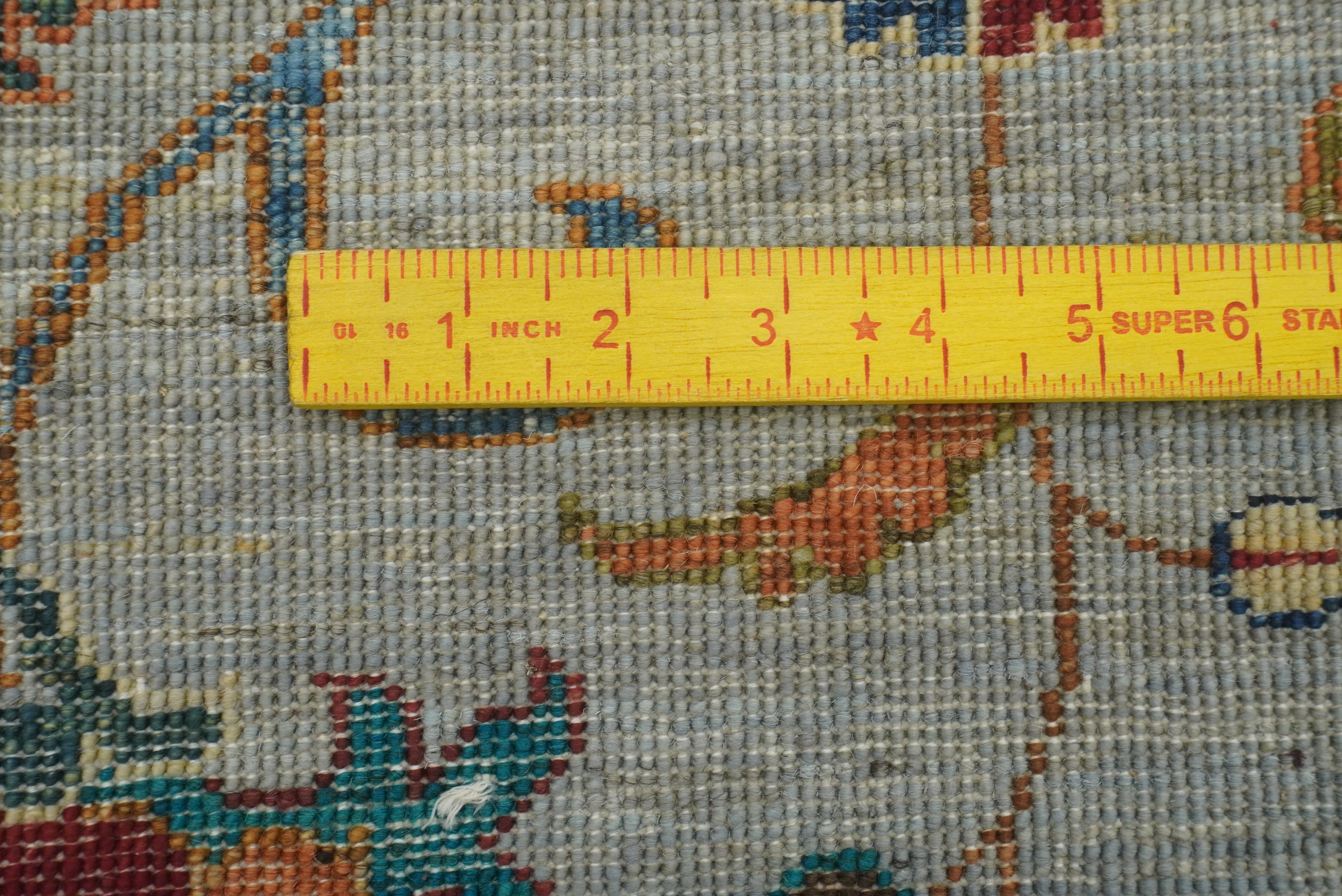 8 ft Waziri Blue Afghan Hand-Knotted Oriental Runner Rug - Yildiz Rugs