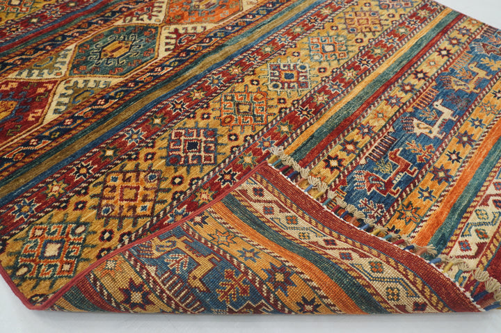 4x6 Tribal Gabbeh Multicolor Afghan Hand Knotted Rug - Yildiz Rugs