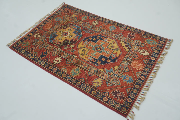 3x4 Red Ersari Hand Knotted Afghan Oriental Rug - Yildiz Rugs