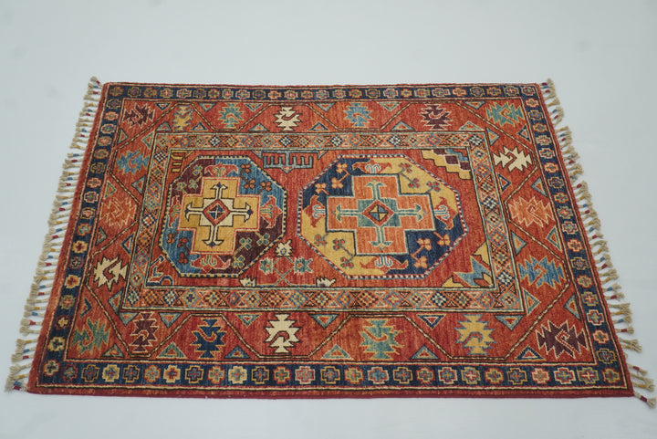 3x4 Red Ersari Hand Knotted Afghan Oriental Rug - Yildiz Rugs