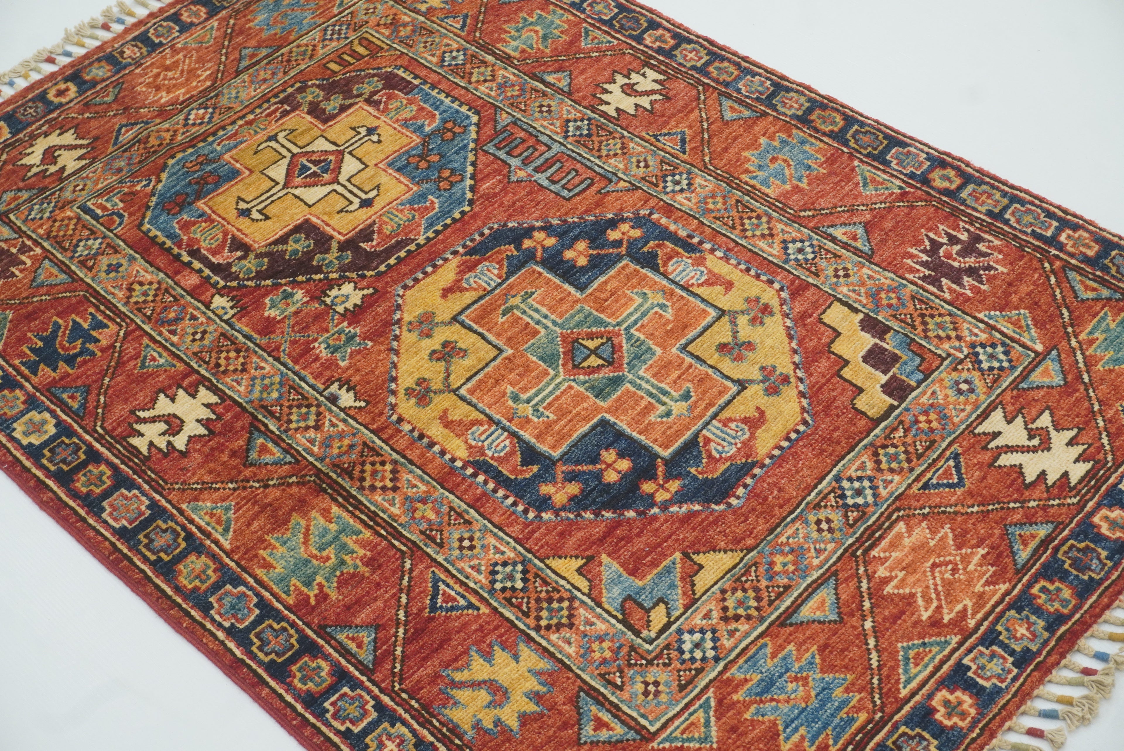 3x4 Red Ersari Hand Knotted Afghan Oriental Rug - Yildiz Rugs
