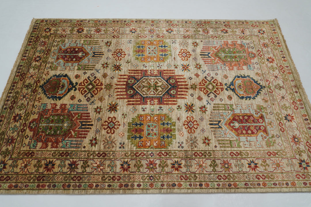 4x6 Taupe Beige Afghan Baluch hand knotted Tribal Rug