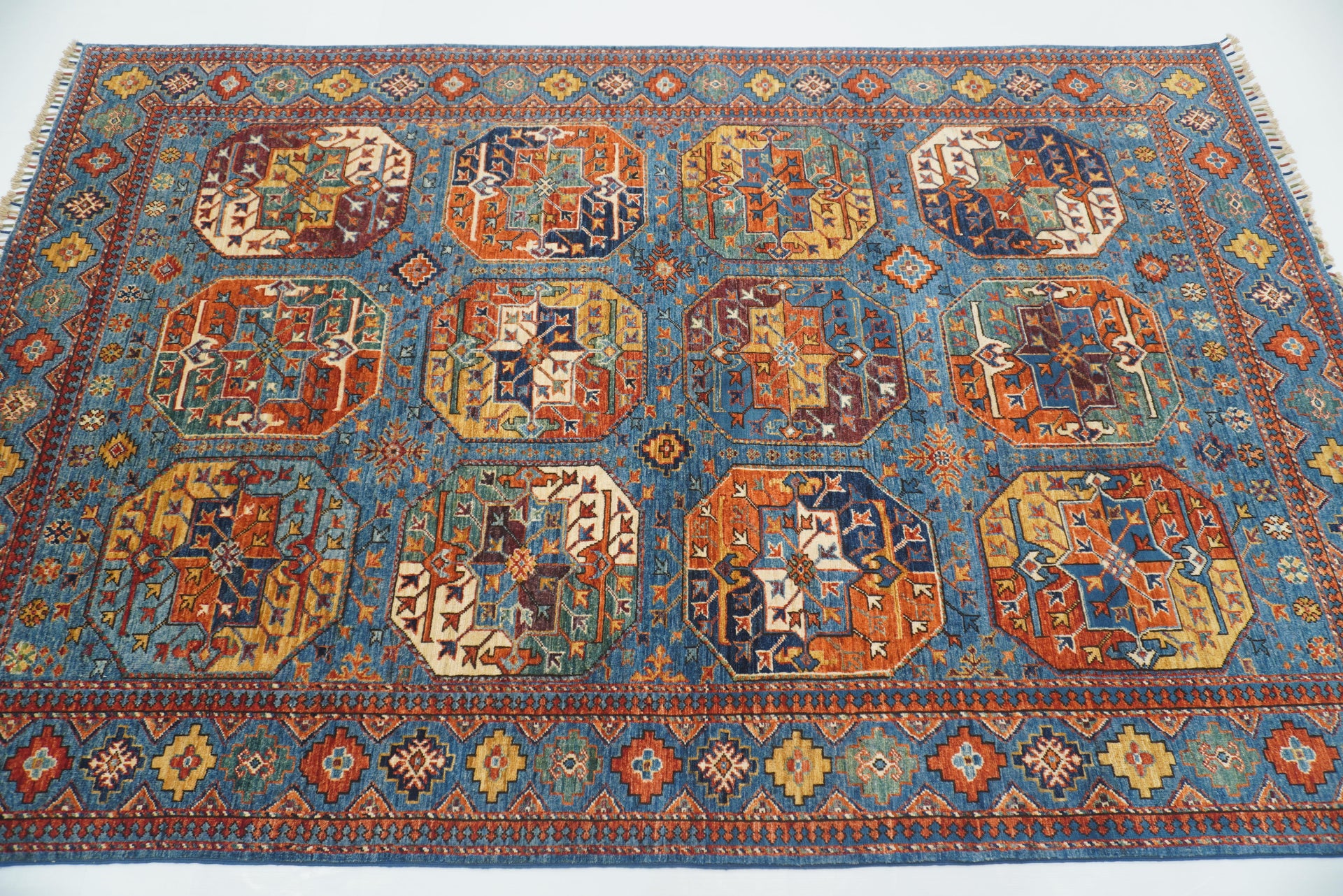 5'6"x8'5" Blue Ersari Hand-Knotted Afghan Rug