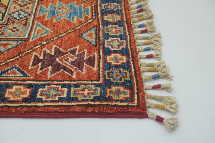 3x4 Red Ersari Hand Knotted Afghan Oriental Rug - Yildiz Rugs