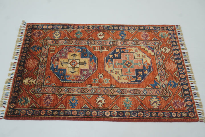 3x4 Red Ersari Hand Knotted Afghan Oriental Rug - Yildiz Rugs