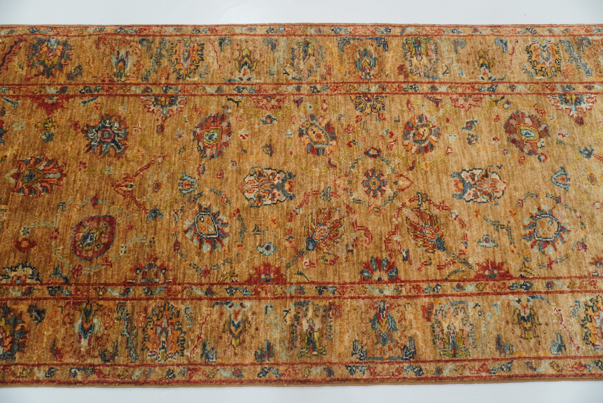 2'8"x7'11" Orange Waziri Afghan Hand-Knotted Runner Rug