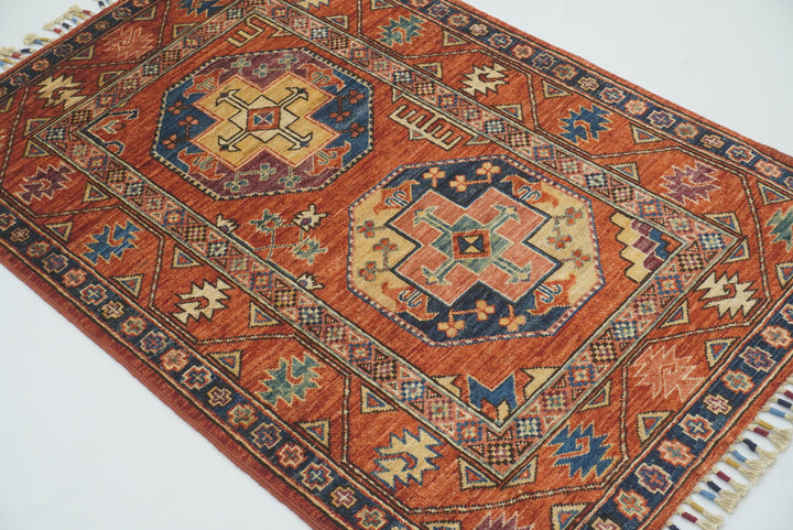 3x4 Red Ersari Hand Knotted Afghan Oriental Rug - Yildiz Rugs