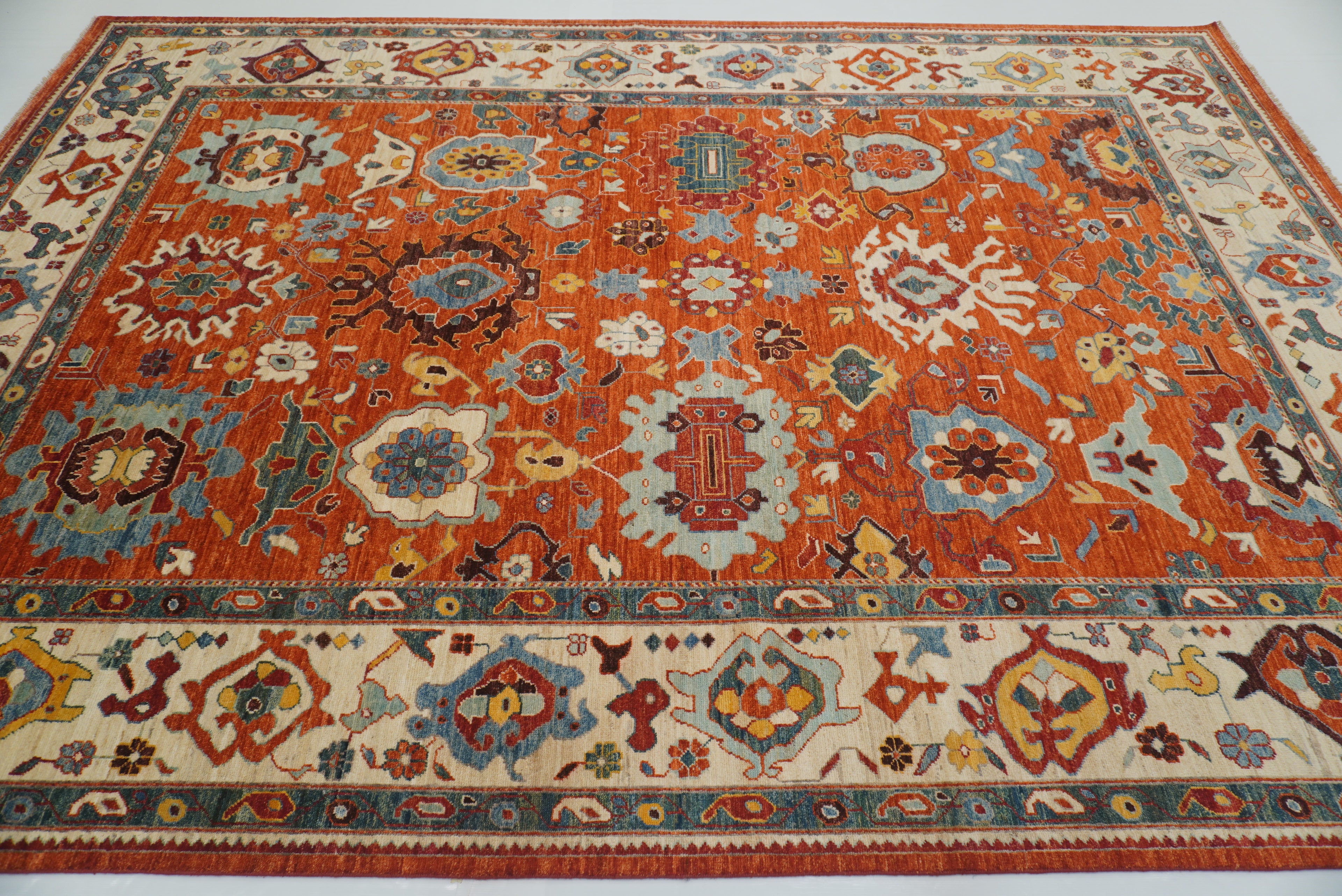 10x14 Rusty Red Oushak Hand-Knotted Wool Oriental Rug - Yildiz Rugs
