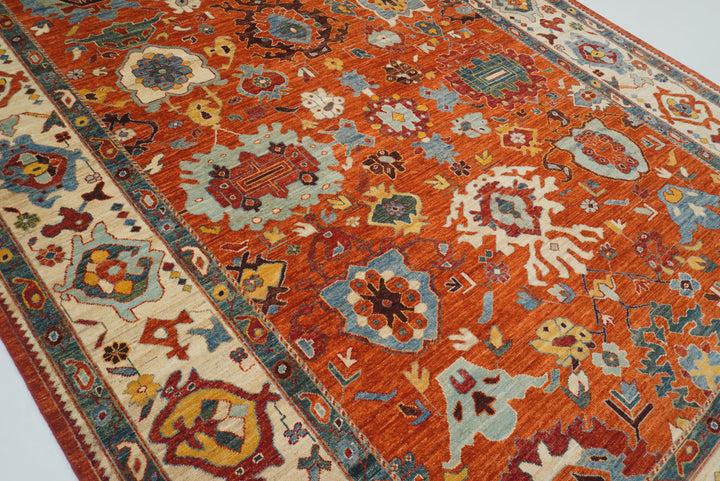 10x14 Rusty Red Oushak Hand-Knotted Wool Oriental Rug - Yildiz Rugs