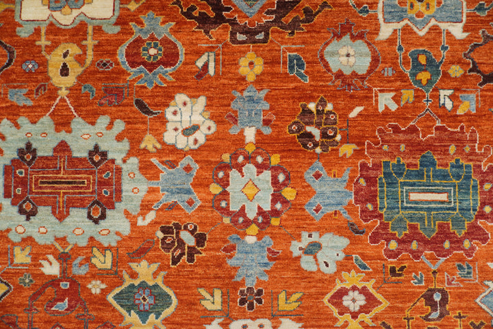 10x14 Rusty Red Oushak Hand-Knotted Wool Oriental Rug - Yildiz Rugs