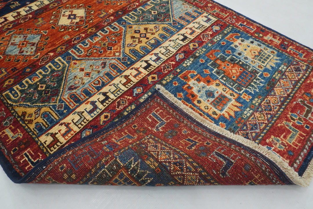 3x4 Blue Gabbeh Nomadic Tribal Afghan Hand knotted Rug