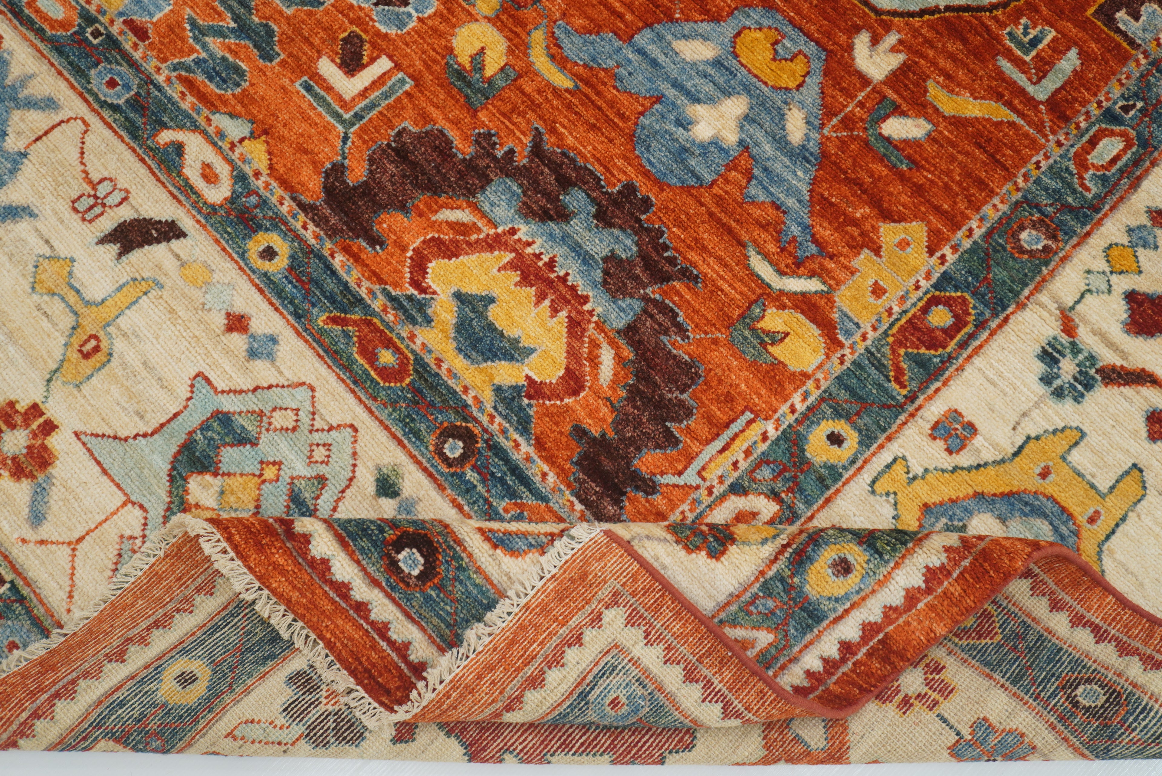 10x14 Rusty Red Oushak Hand-Knotted Wool Oriental Rug - Yildiz Rugs