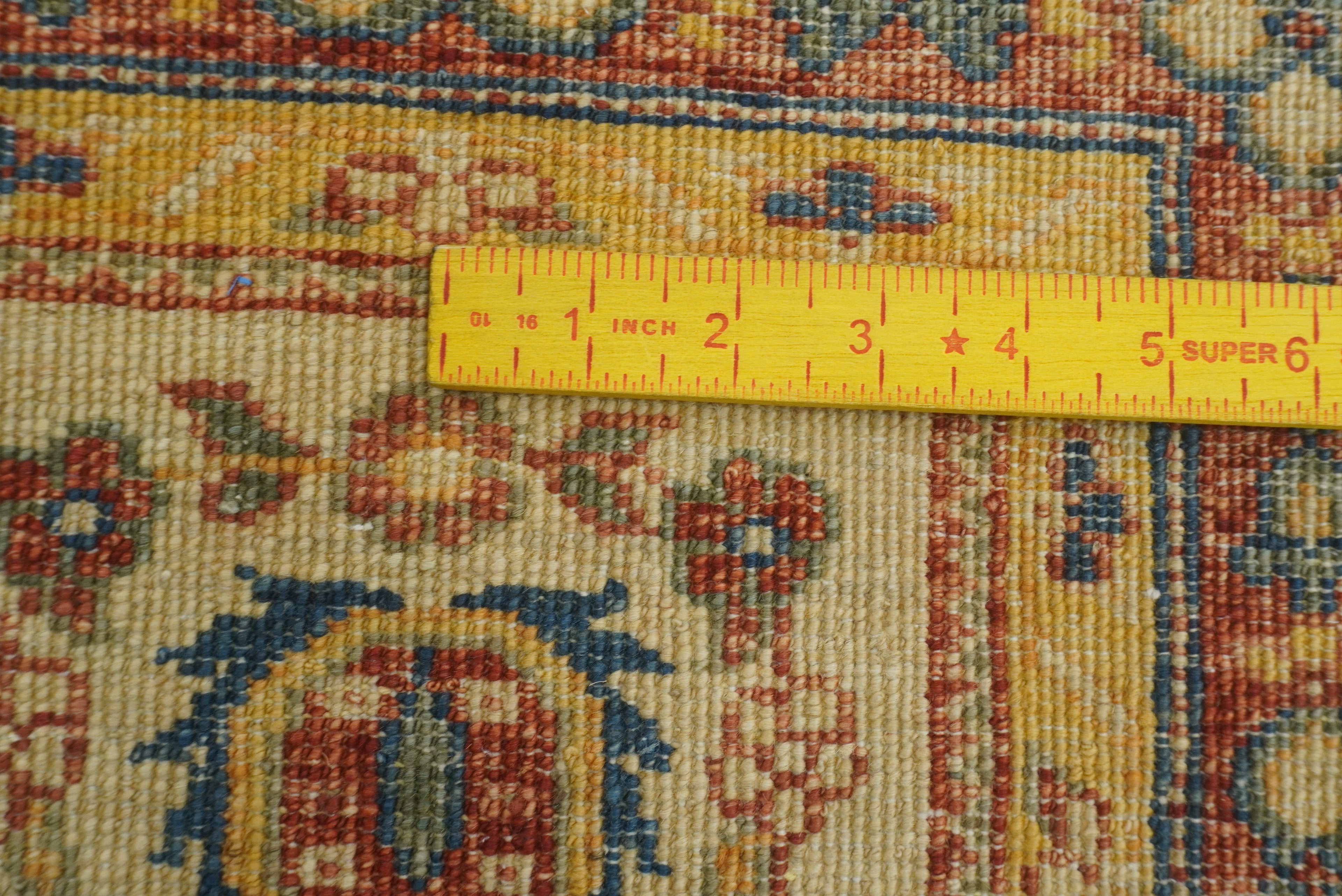 10 ft Beige Hand Knotted Afghan Wool Runner Rug - Yildiz Rugs