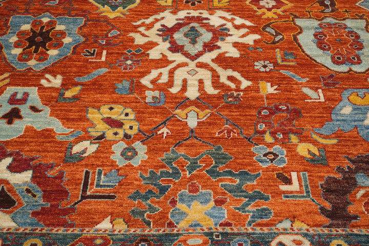 10x14 Rusty Red Oushak Hand-Knotted Wool Oriental Rug - Yildiz Rugs