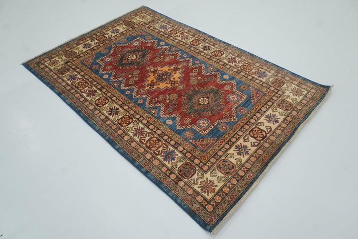 4x6 Red Kazak Hand Knotted Afghan Oriental Rug - Yildiz Rugs