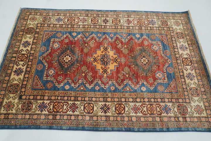 4x6 Red Kazak Hand Knotted Afghan Oriental Rug - Yildiz Rugs