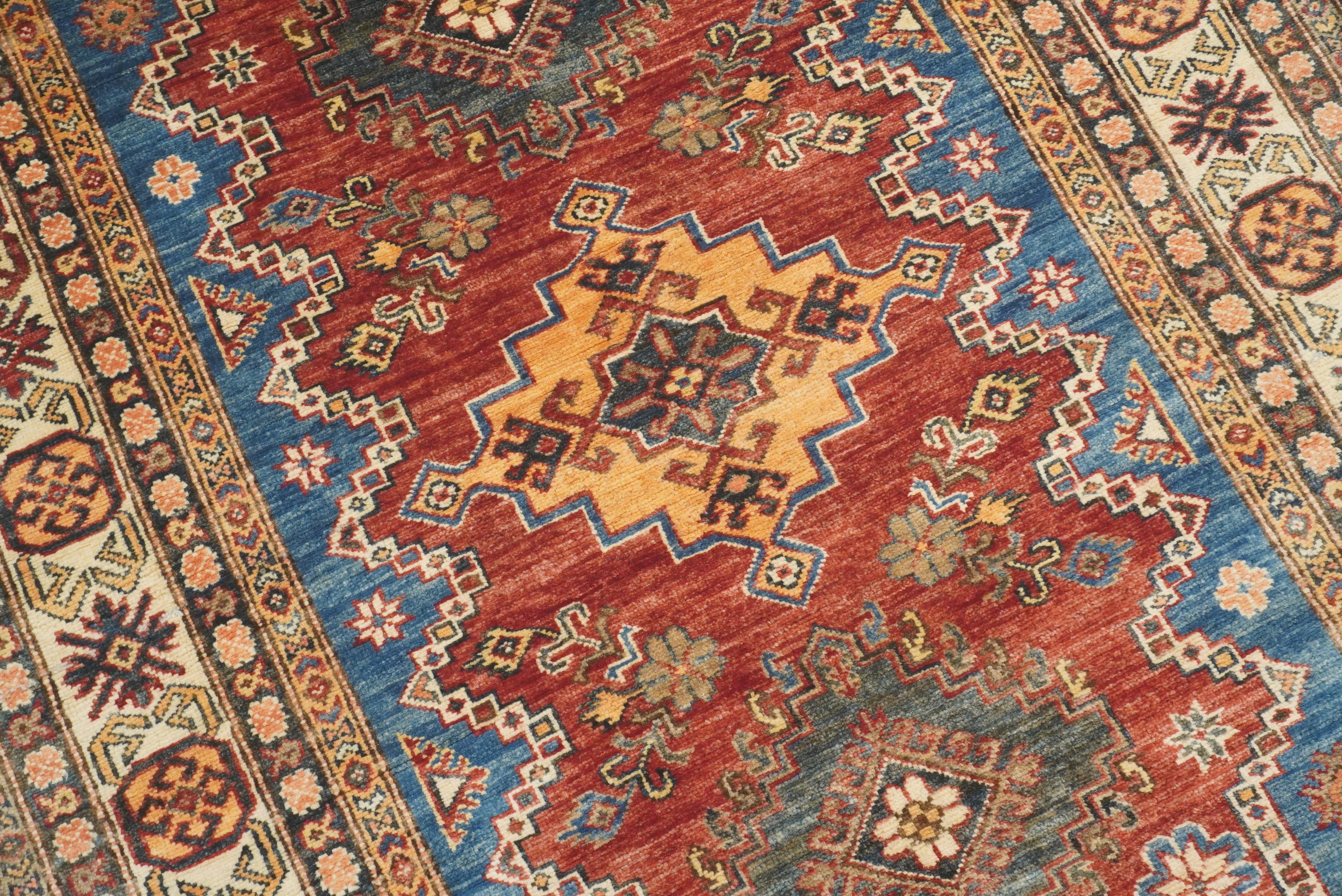 4x6 Red Kazak Hand Knotted Afghan Oriental Rug - Yildiz Rugs