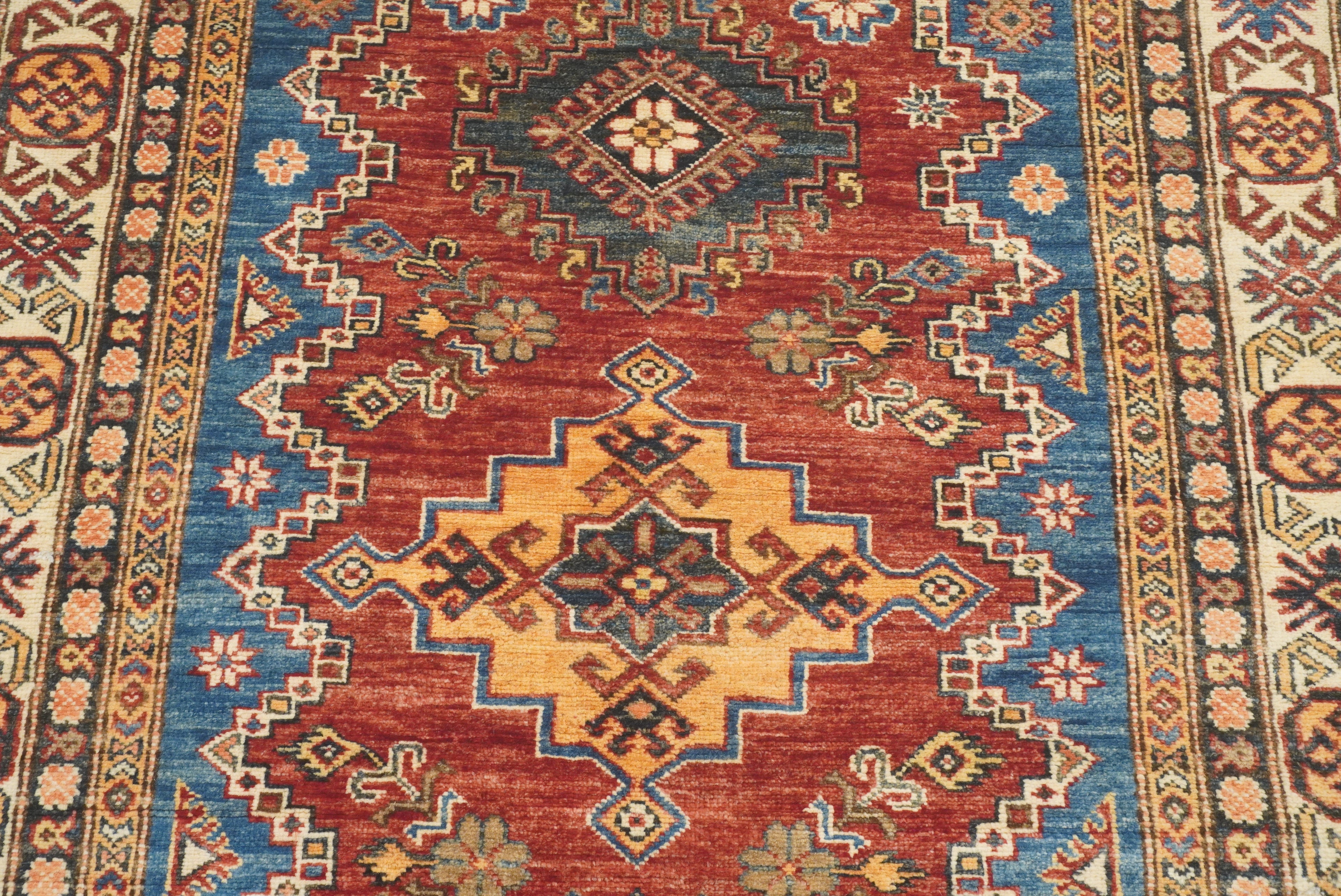 4x6 Red Kazak Hand Knotted Afghan Oriental Rug - Yildiz Rugs