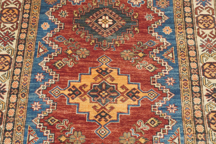 4x6 Red Kazak Hand Knotted Afghan Oriental Rug - Yildiz Rugs