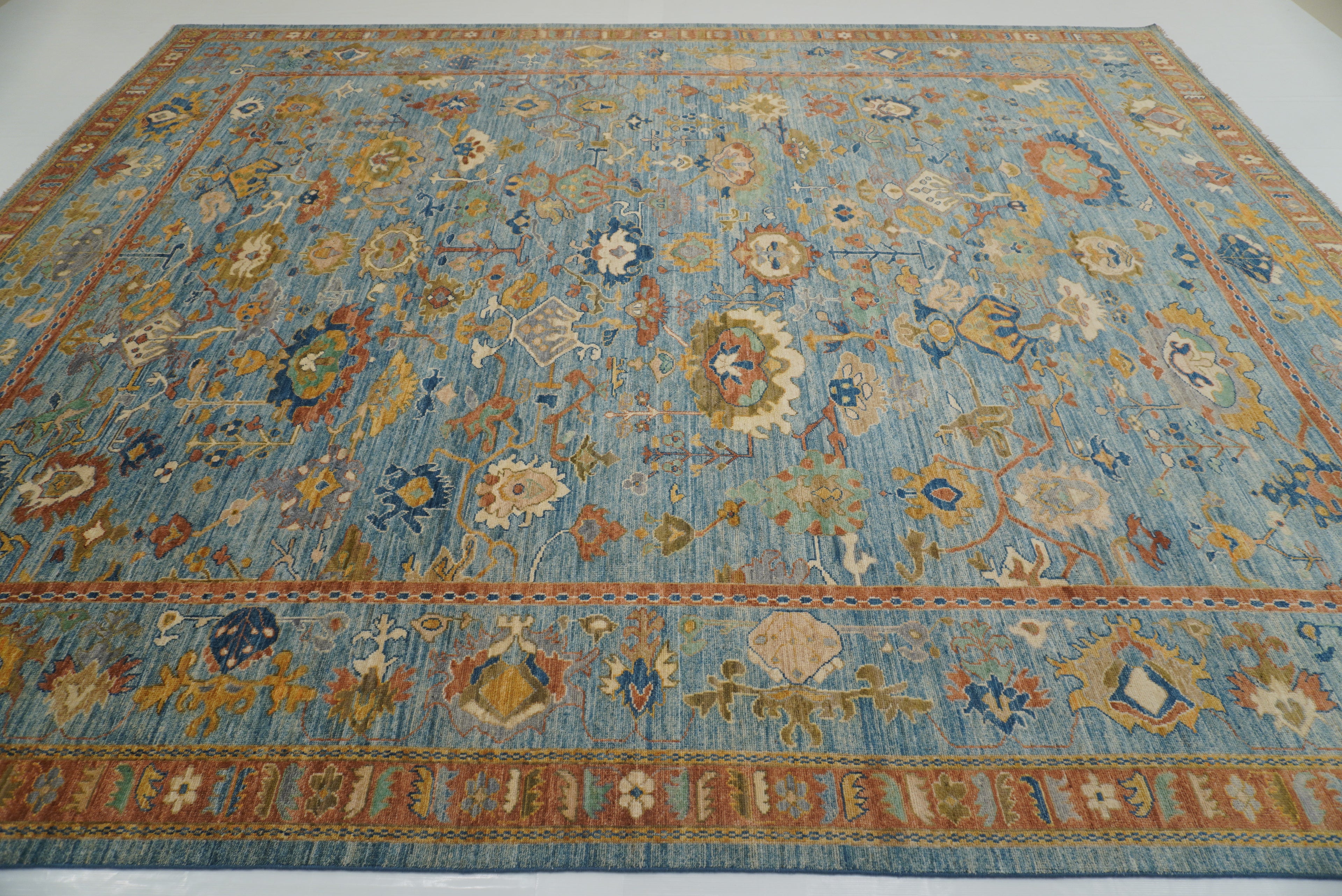 12x15 Blue Oushak Hand Knotted Wool Oriental Rug - Yildiz Rugs