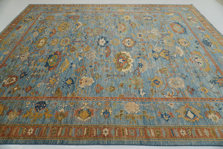 12x15 Blue Oushak Hand Knotted Wool Oriental Rug - Yildiz Rugs