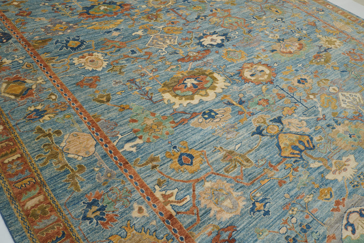 12x15 Blue Oushak Hand Knotted Wool Oriental Rug - Yildiz Rugs