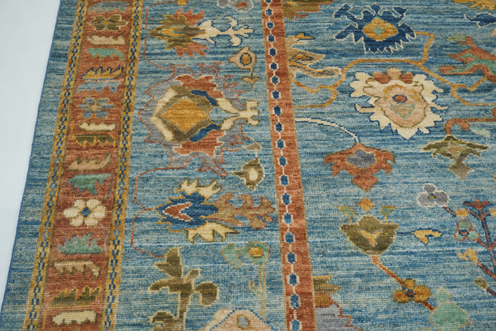 12x15 Blue Oushak Hand Knotted Wool Oriental Rug - Yildiz Rugs