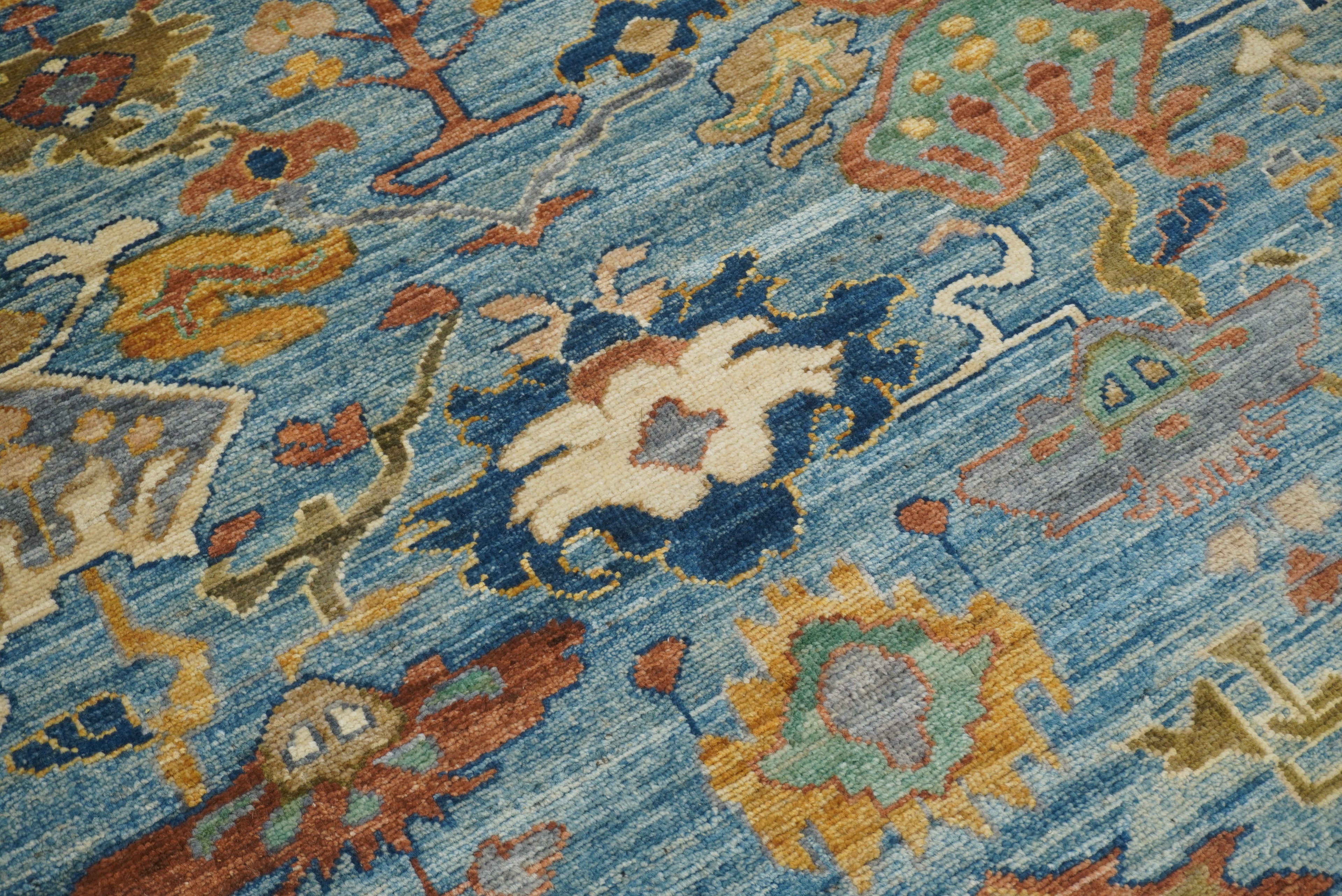 12x15 Blue Oushak Hand Knotted Wool Oriental Rug - Yildiz Rugs