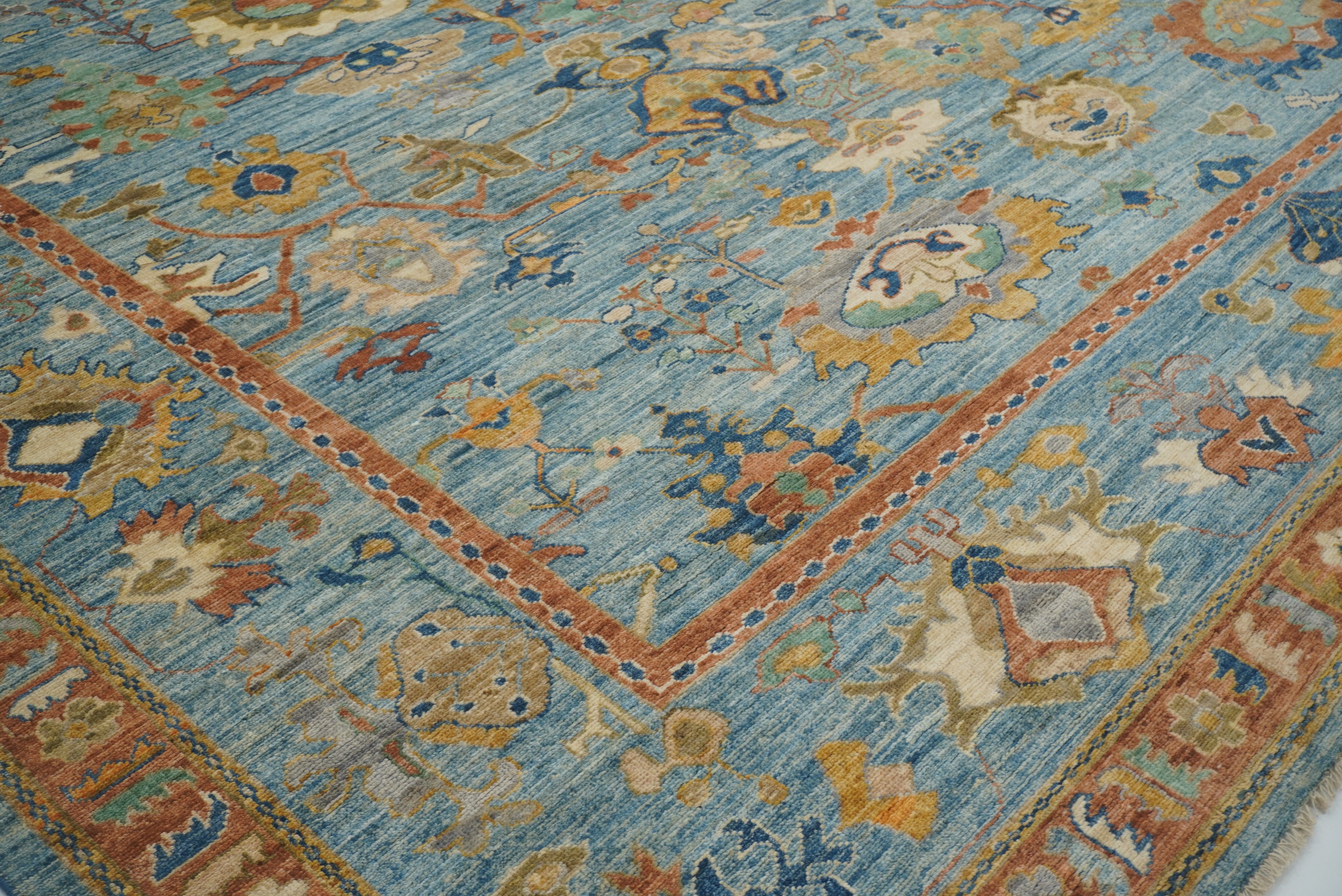 12x15 Blue Oushak Hand Knotted Wool Oriental Rug - Yildiz Rugs