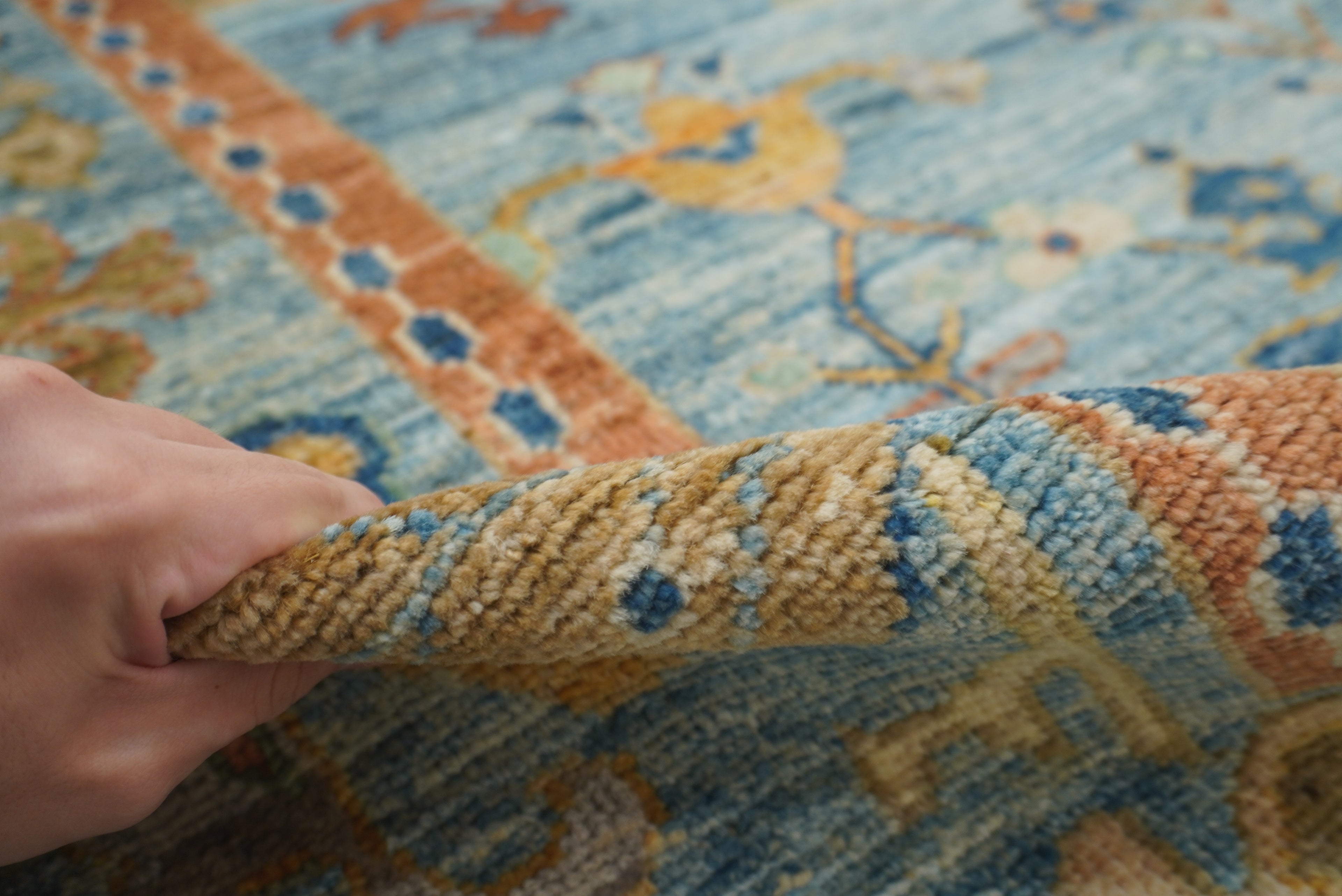 12x15 Blue Oushak Hand Knotted Wool Oriental Rug - Yildiz Rugs