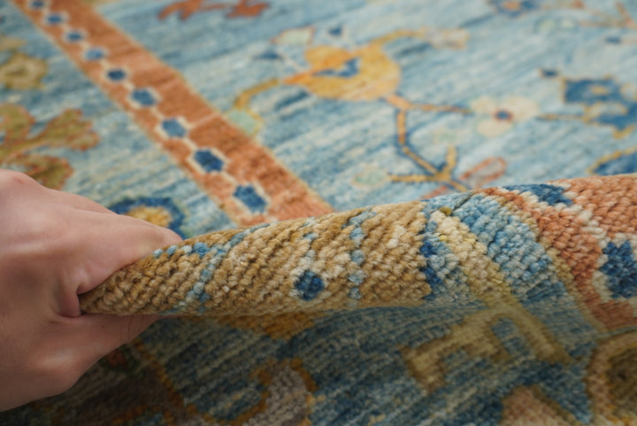 12x15 Blue Oushak Hand Knotted Wool Oriental Rug - Yildiz Rugs