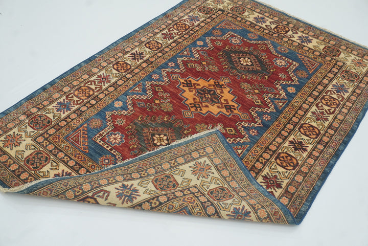 4x6 Red Kazak Hand Knotted Afghan Oriental Rug - Yildiz Rugs