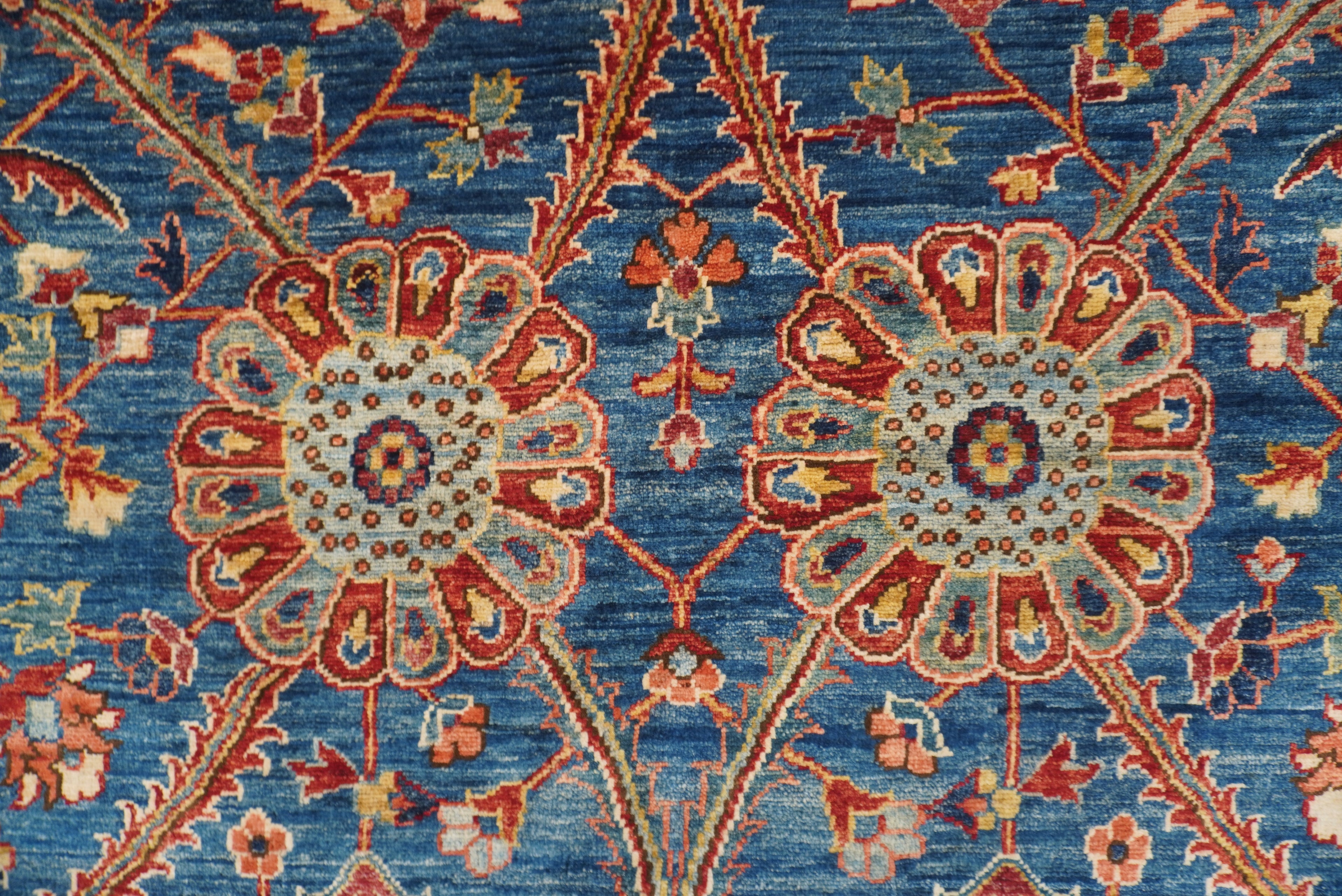12x19 Blue Mughal Afghan Hand-Knotted Wool Oriental Rug - Yildiz Rugs