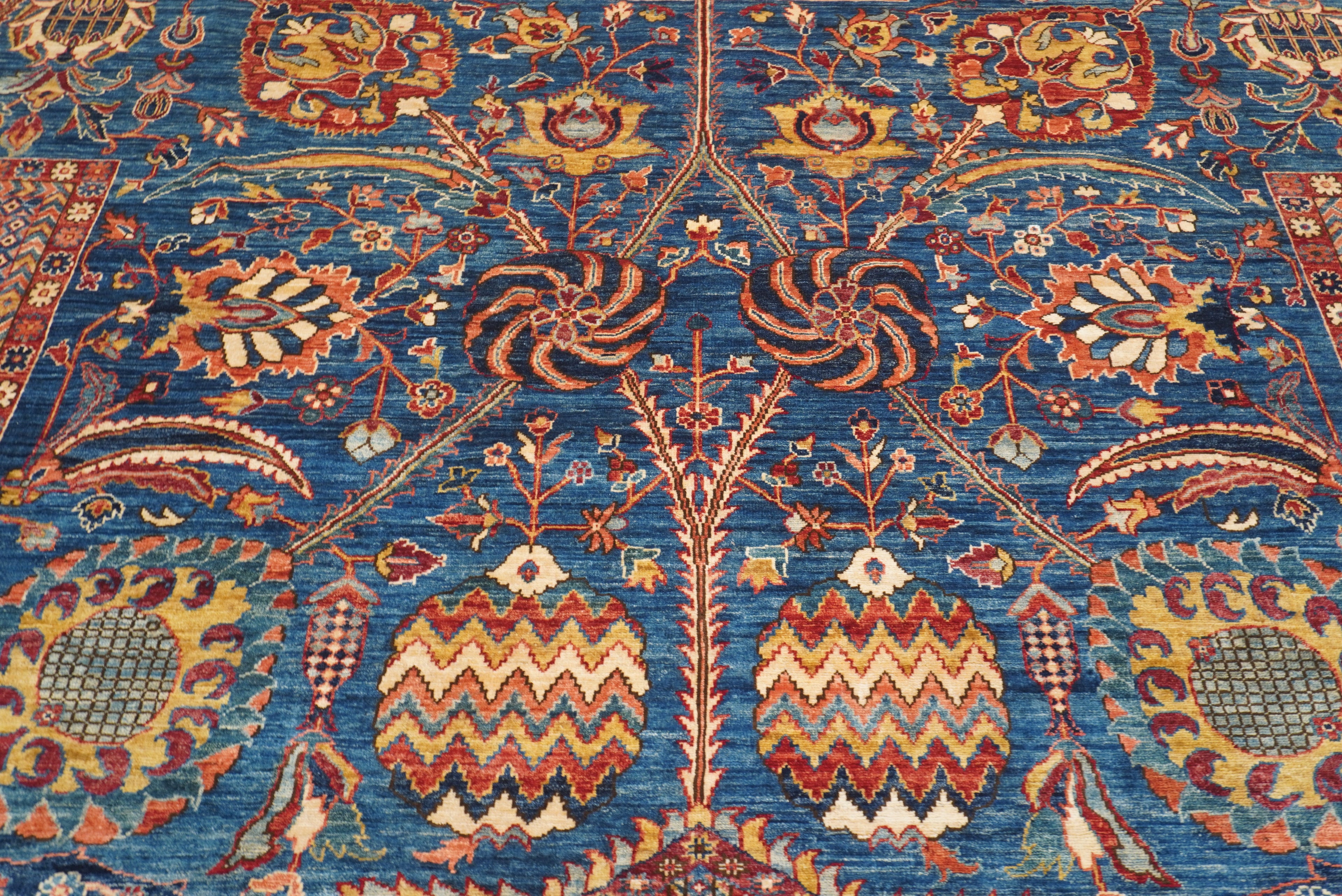12x19 Blue Mughal Afghan Hand-Knotted Wool Oriental Rug - Yildiz Rugs