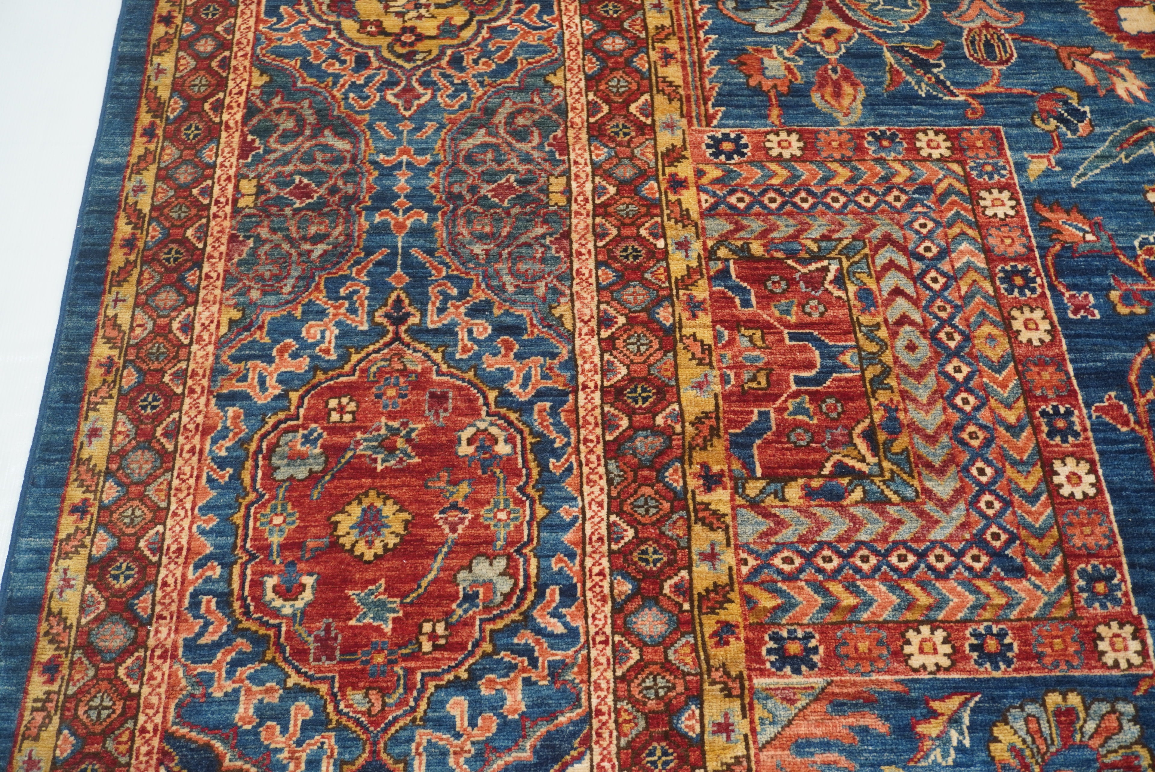12x19 Blue Mughal Afghan Hand-Knotted Wool Oriental Rug - Yildiz Rugs