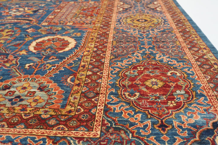 12x19 Blue Mughal Afghan Hand-Knotted Wool Oriental Rug - Yildiz Rugs