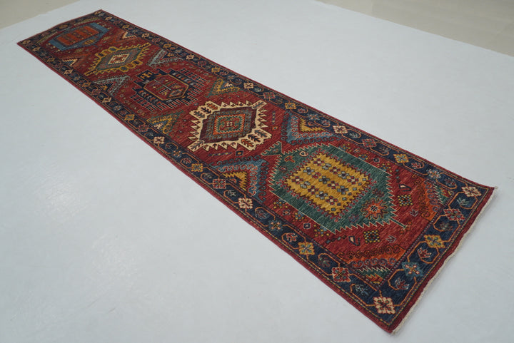 3 x 12 Ft Red Malayer Afghan hand knotted Tribal Runner Rug